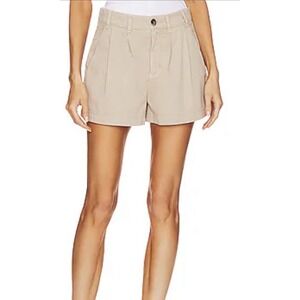 Free People Billie Pleated High Rise Chino Shorts Women's Sz 8 Tan Boho Classic